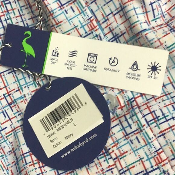 Tailorbyrd Performance Red & Blue Hash Mark Print Ling Sleeve Flip Cuff Shirt - Picture 8 of 9